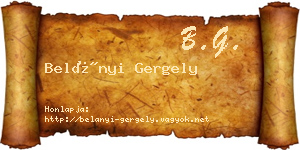Belányi Gergely névjegykártya